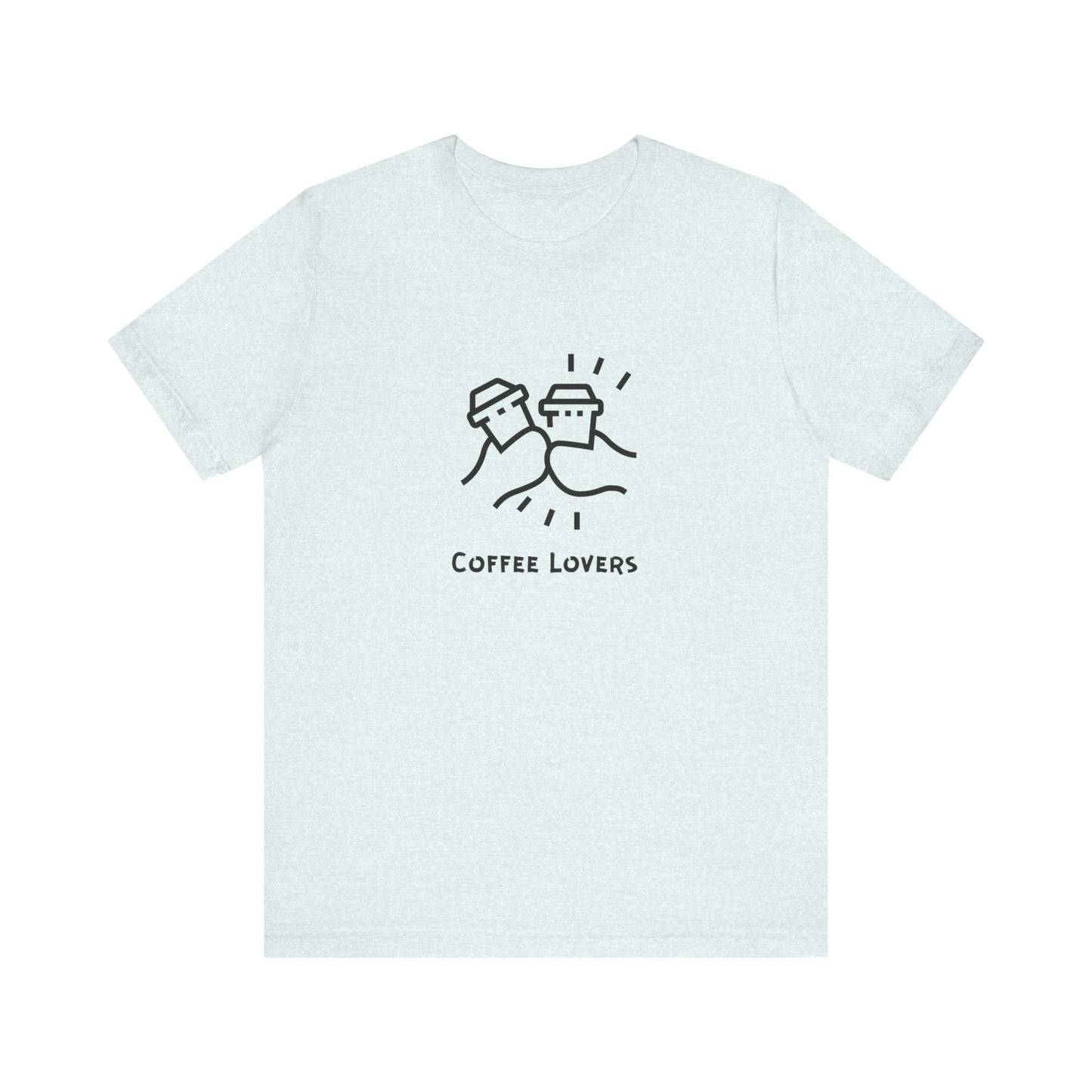 Printify white t-shirt with black coffee cup design and coffee lovers tee text