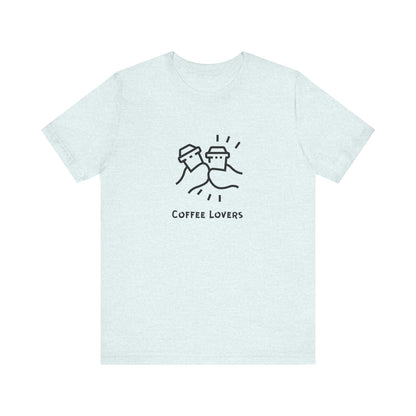 Printify white t-shirt with black coffee cup design and coffee lovers tee text