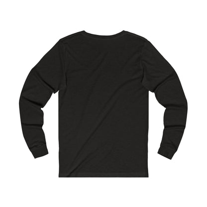 Black long-sleeve shirt from Printify, plain back view, ideal for colorful cat tee design