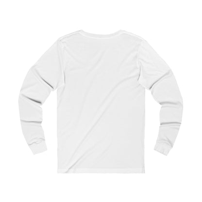 Plain white long-sleeve shirt back view by Printify, ideal base for colorful cat tee designs