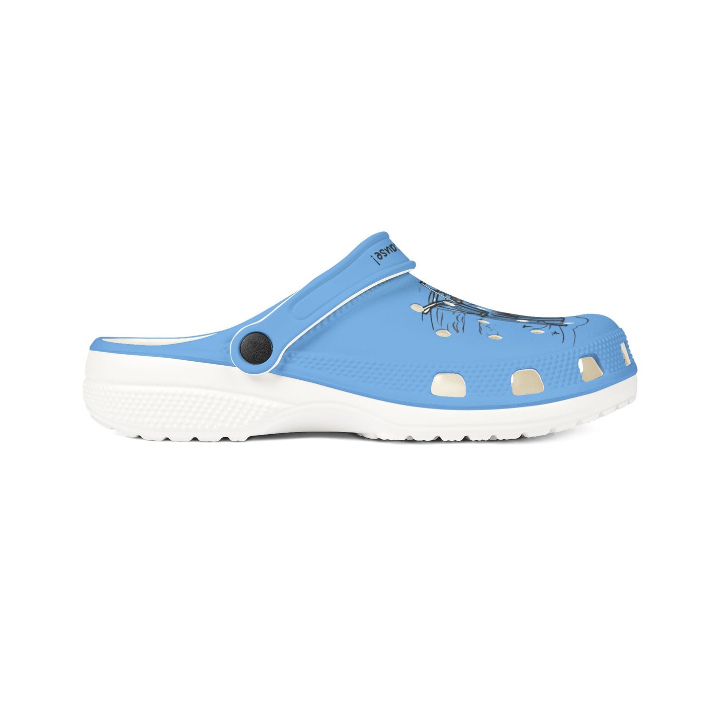Printify blue cute clogs for women with ventilation holes and adjustable heel strap