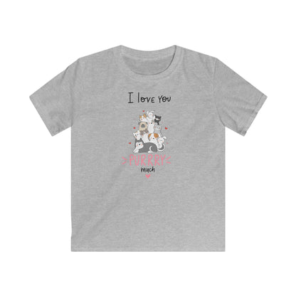 Gray cute animal shirt kids with playful cat design and I love you purrry much text