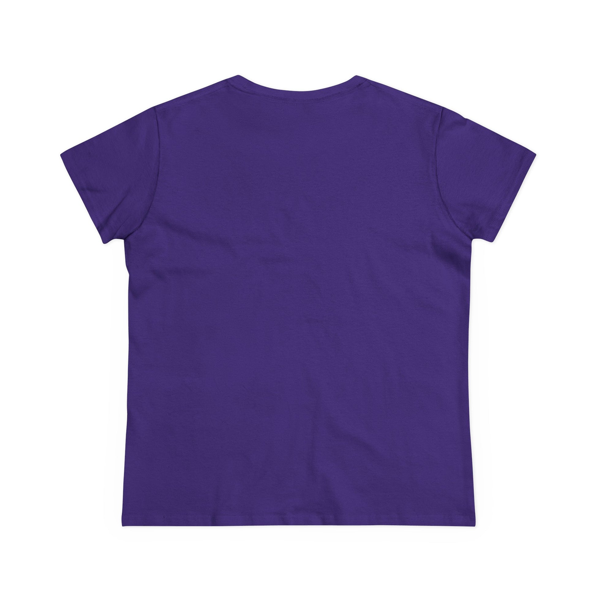 Plain purple Printify t-shirt shown from the back in a cute cat graphic tee style