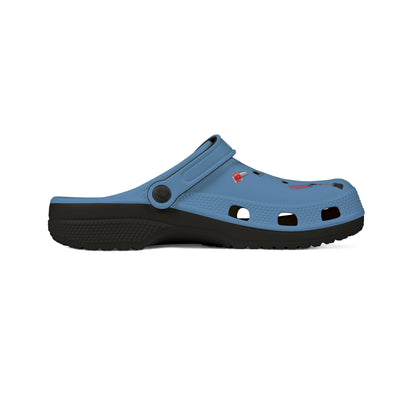 Printify blue cute clogs for women with black sole and adjustable heel strap
