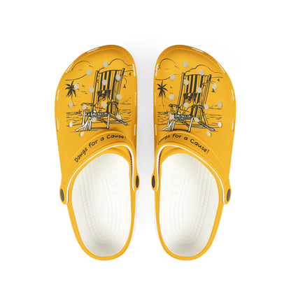 Printify yellow cute clogs for women with beach chair and palm tree design