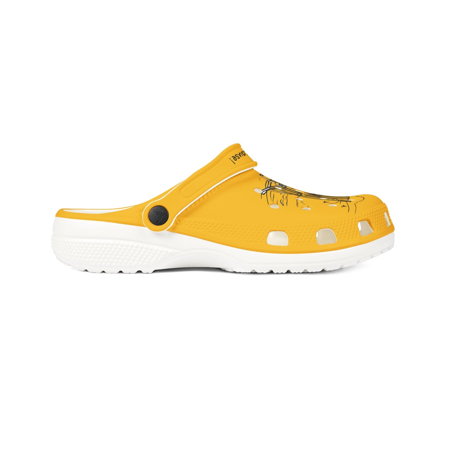 Printify yellow cute clogs for women with ventilation holes and adjustable heel strap