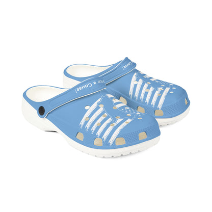 Printify blue cute clogs women with white skeleton design and adjustable back strap