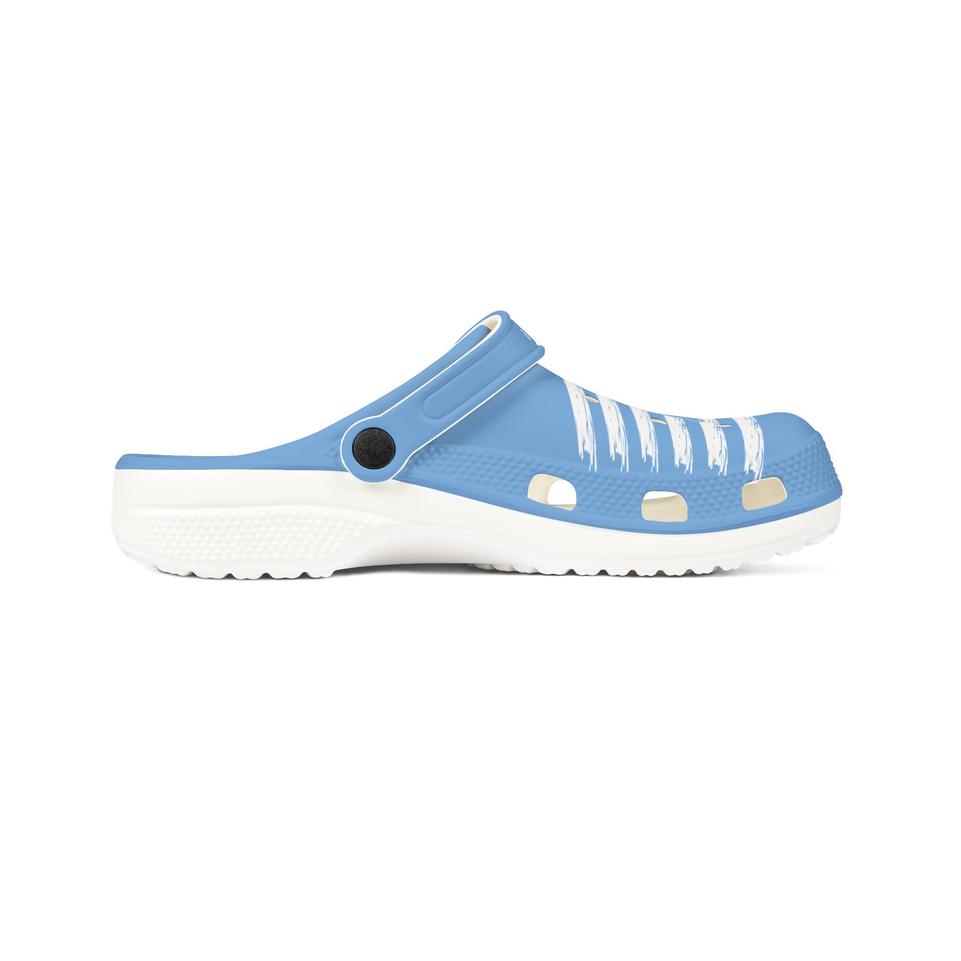 Printify blue and white cute clogs women with adjustable strap and ventilation holes