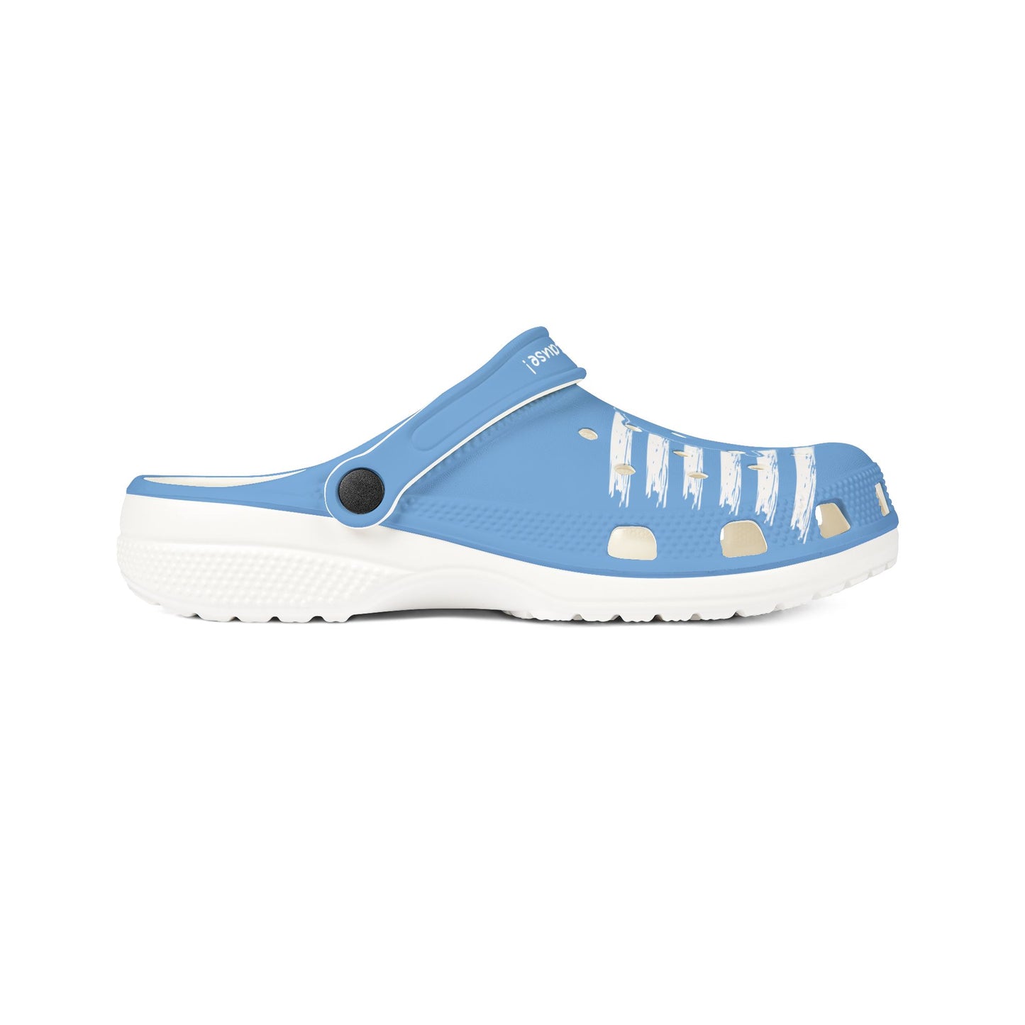 Printify blue cute clogs women with white accents and adjustable back strap