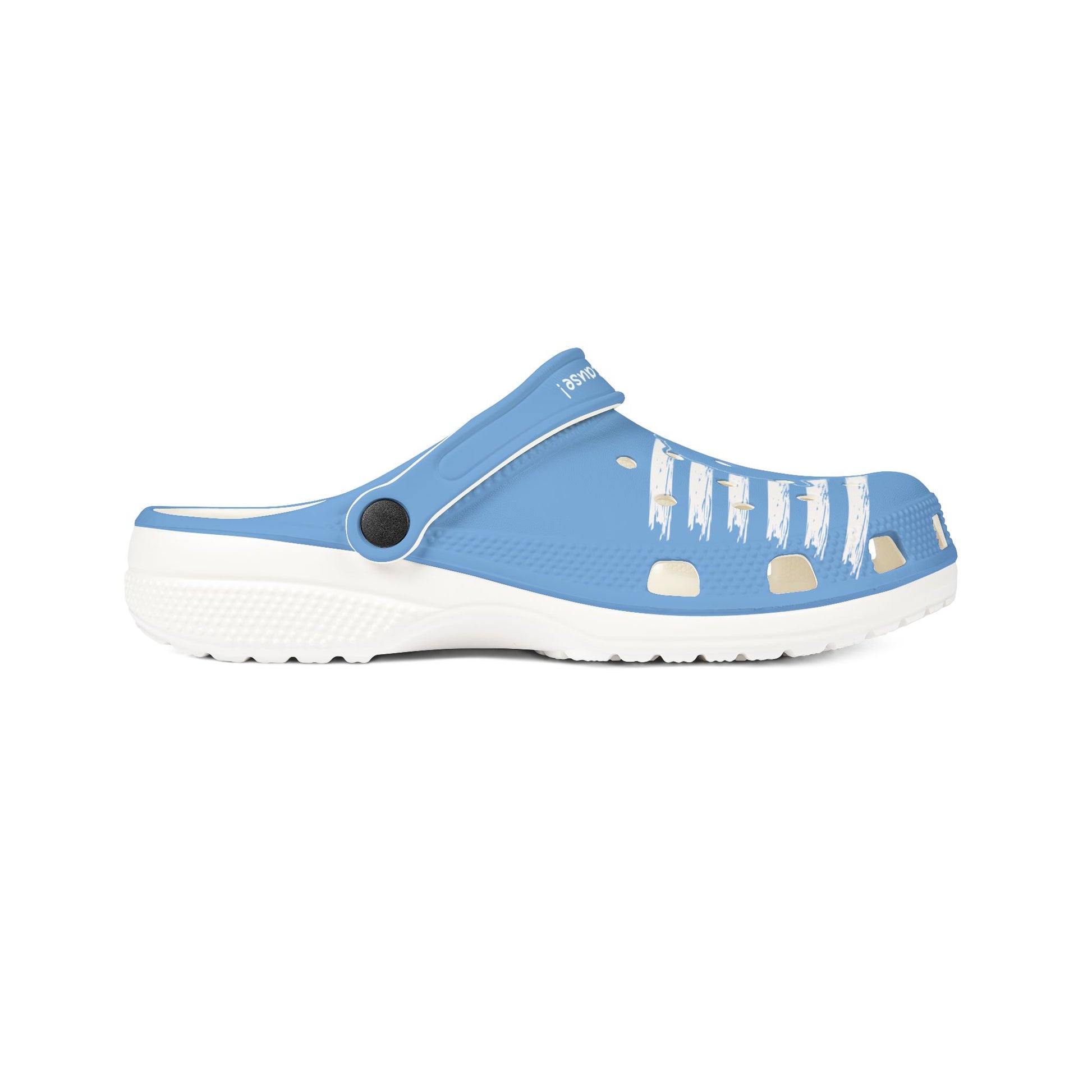 Printify blue cute clogs women with white accents and adjustable back strap