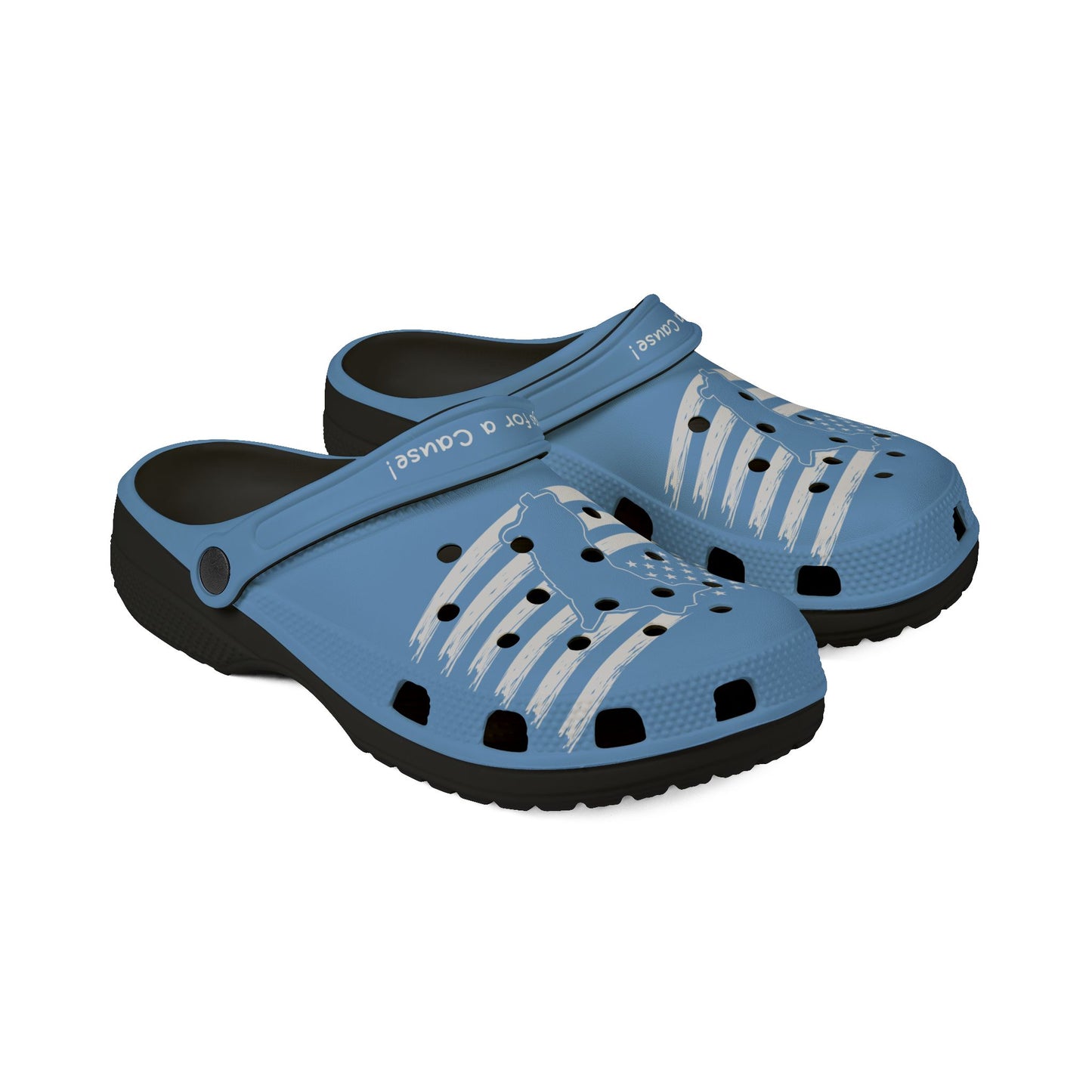 Printify blue cute clogs women with black sole and adjustable heel strap