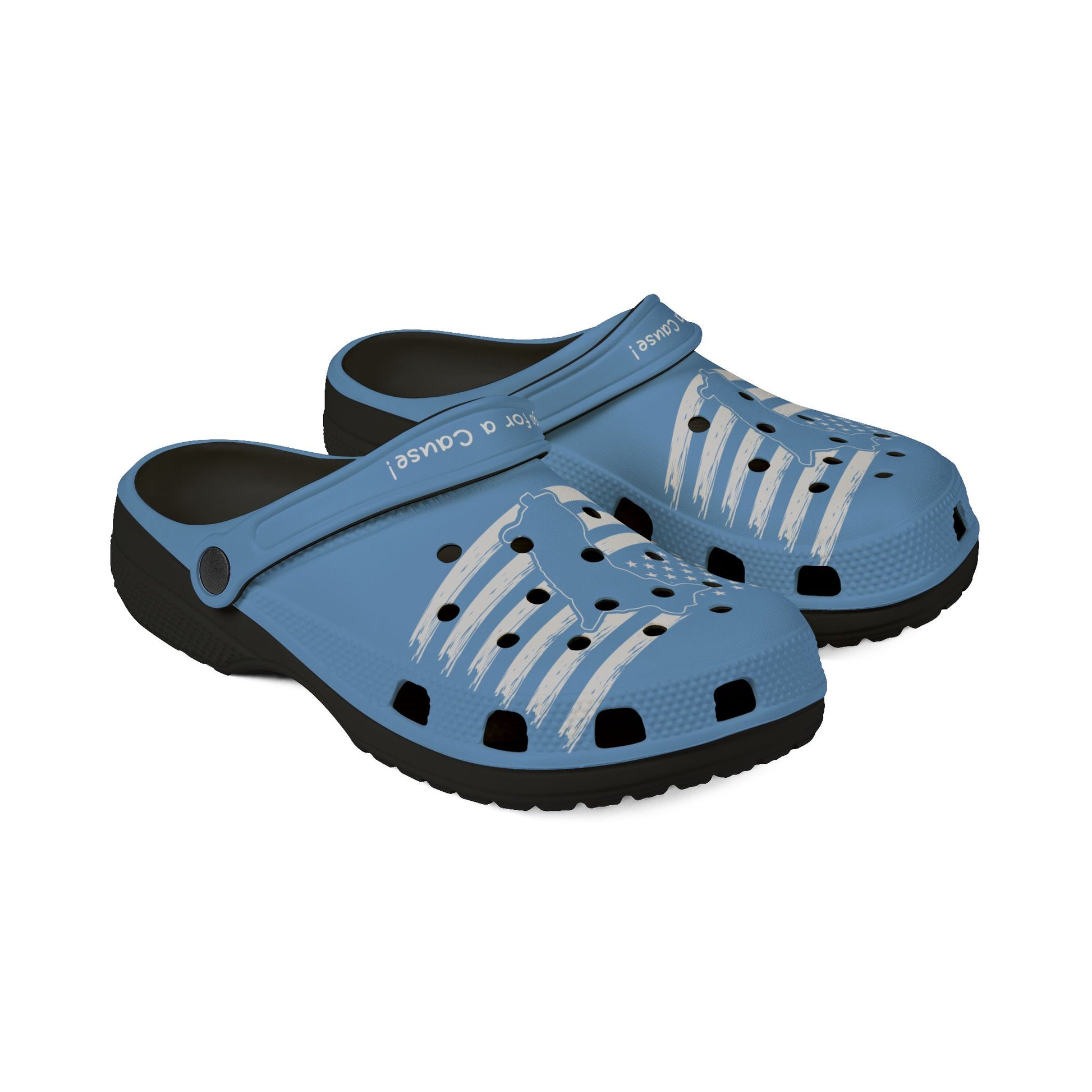 Printify blue cute clogs women with black sole and adjustable heel strap