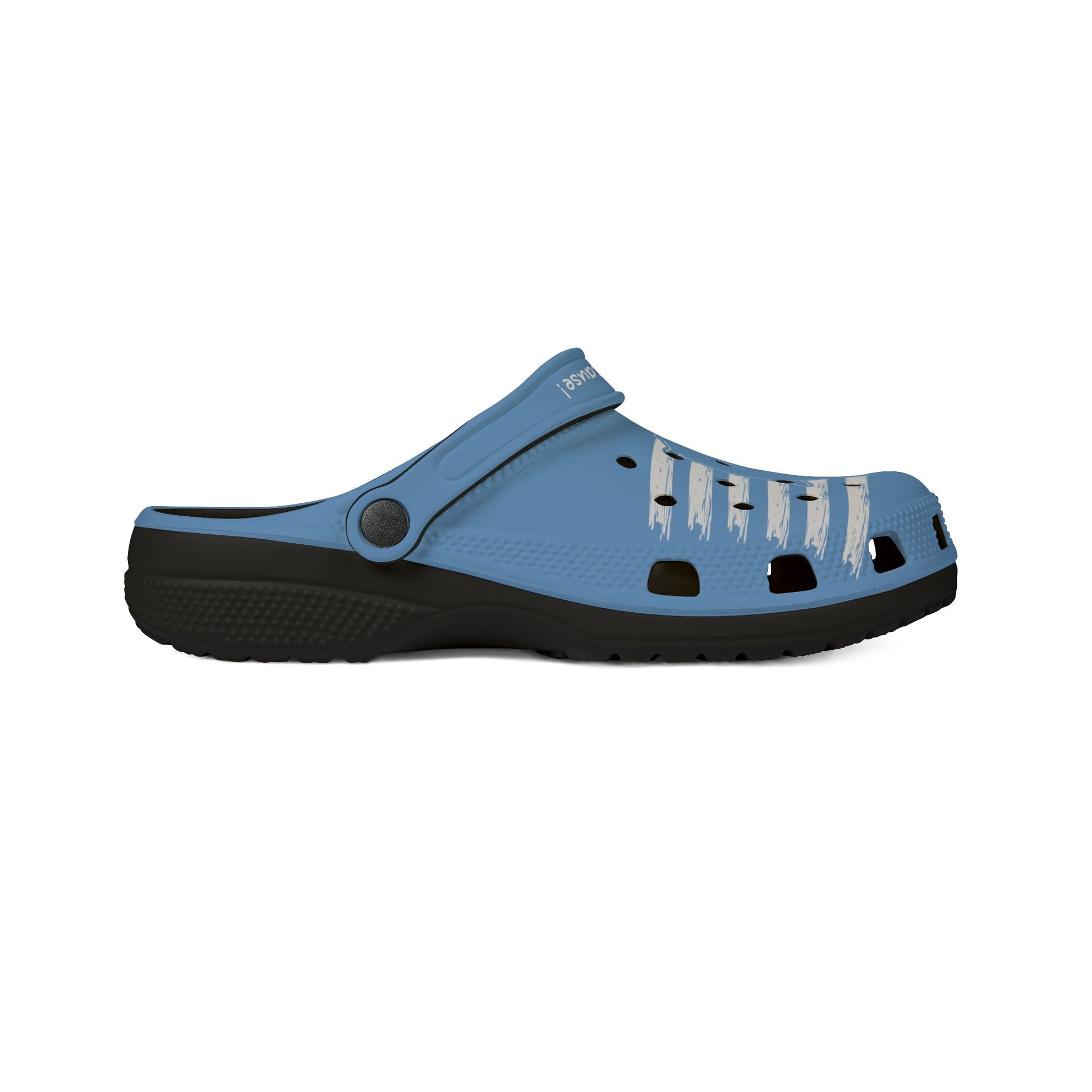 Printify blue and black cute clogs women with breathable holes and adjustable strap