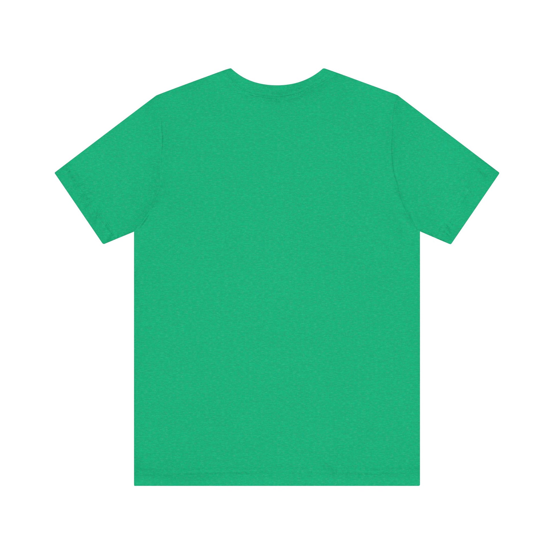 Green plain T-shirt from Printify shown from the back for a cute coffee lover shirt design