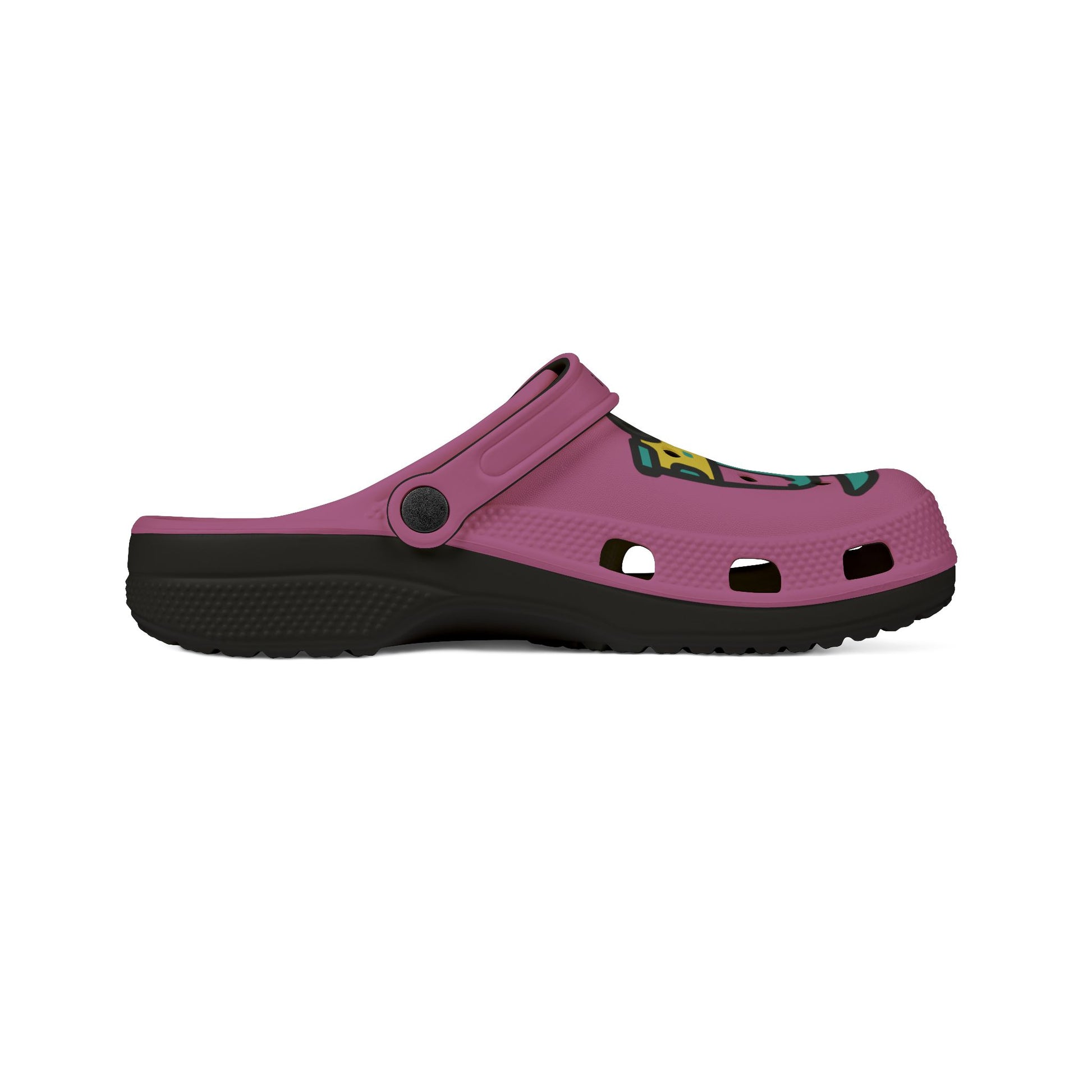 Printify purple cute rubber clogs for women with adjustable back strap and ventilation holes