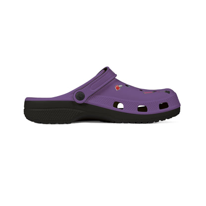 Purple Printify cute rubber clogs for women with black sole and ventilation holes