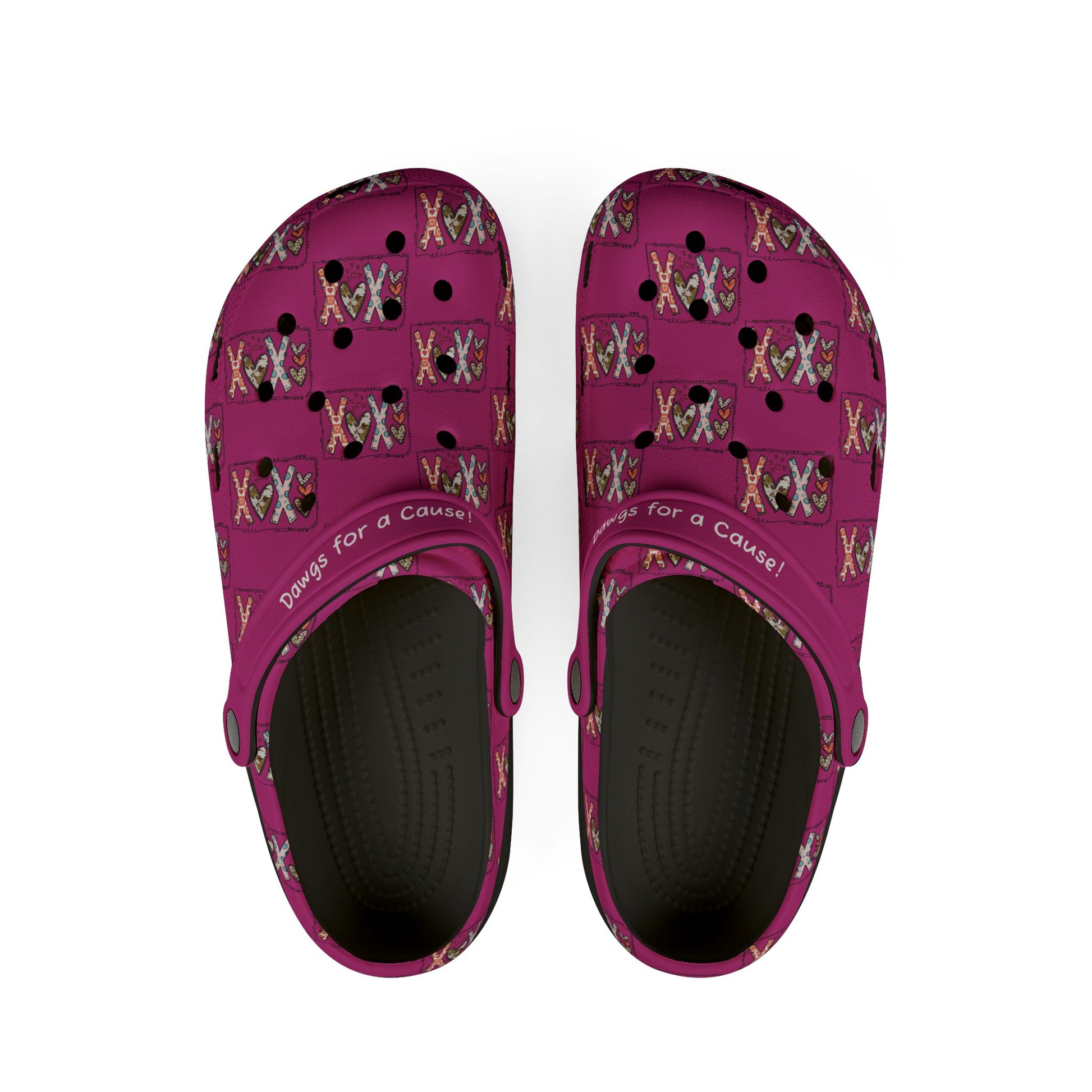 Printify cute rubber clogs for women in purple with dog and paw print pattern and adjustable heel straps