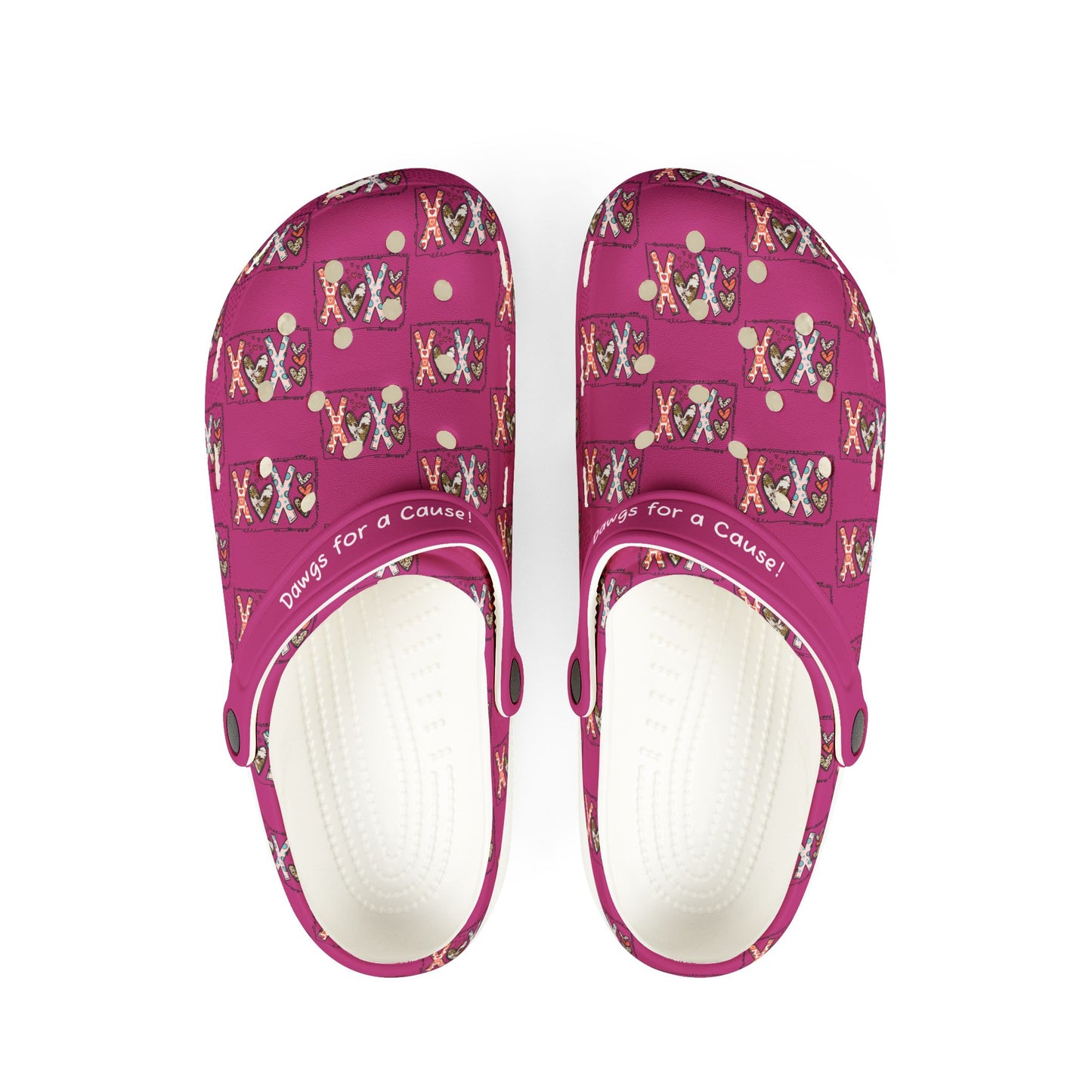 Printify cute rubber clogs for women in pink with dog-themed pattern and adjustable straps