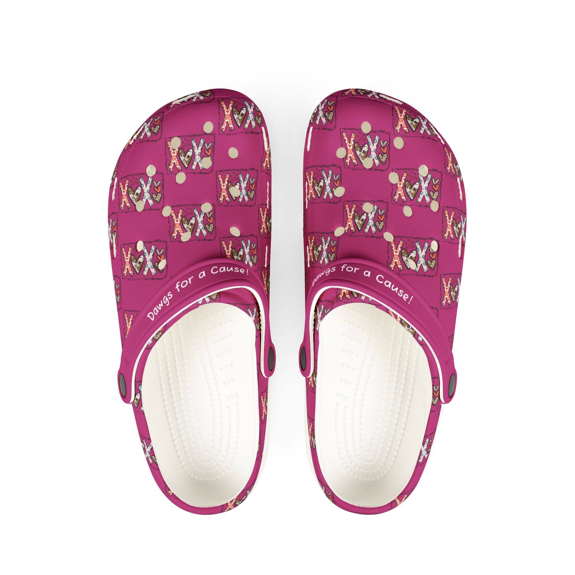 Printify cute rubber clogs for women in pink with dog-themed pattern and adjustable straps