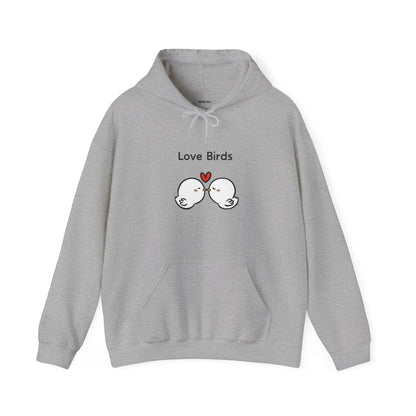 Printify gray hoodie with cute sweatshirts with sayings design featuring love birds and a heart
