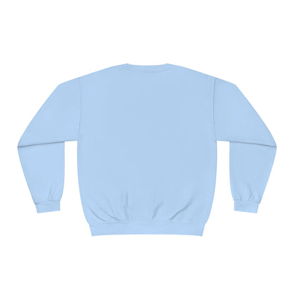 Light blue sweatshirt from Printify shown from back for cute sweatshirts with sayings collection