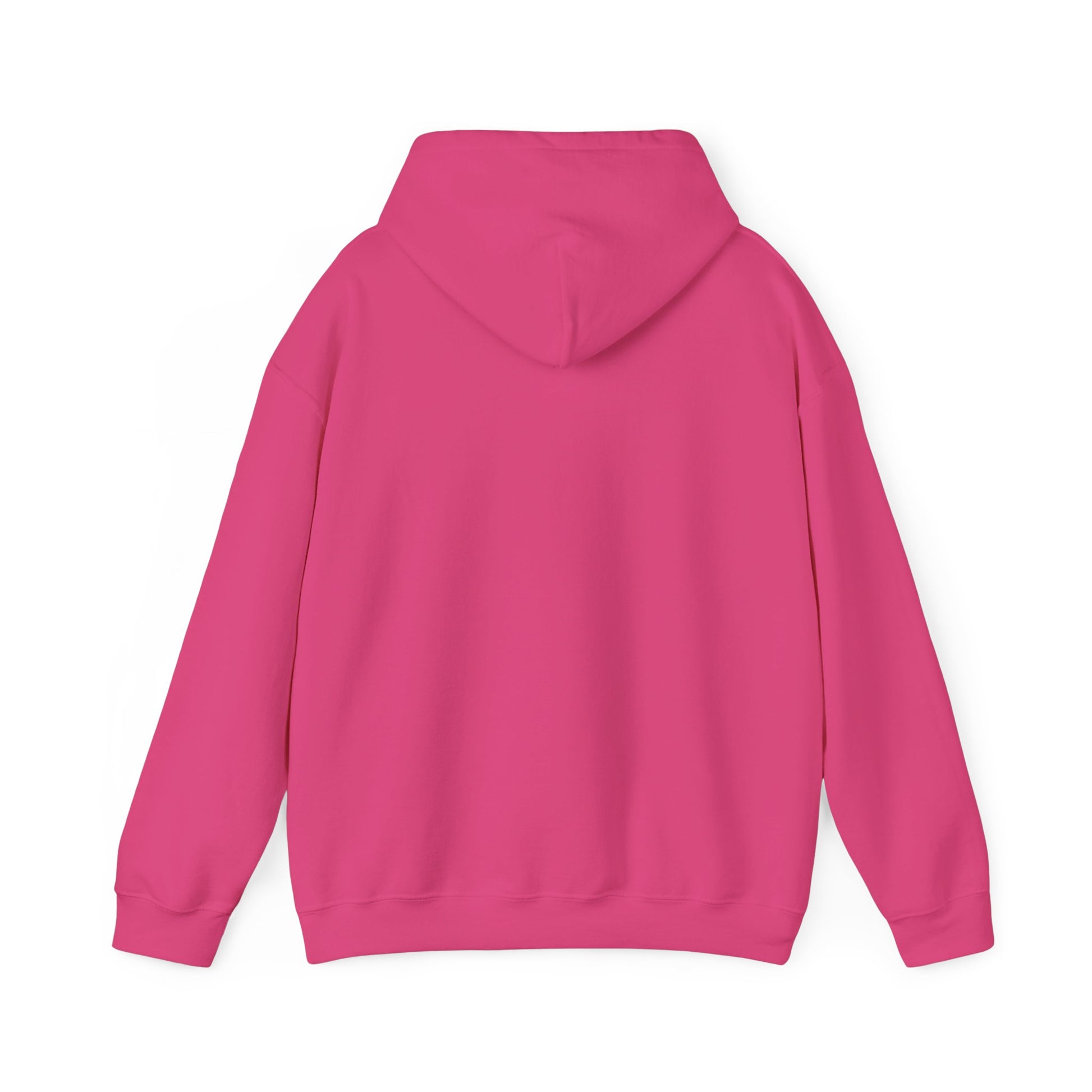 Back view of a plain pink hoodie by Printify perfect for cute sweatshirts with sayings