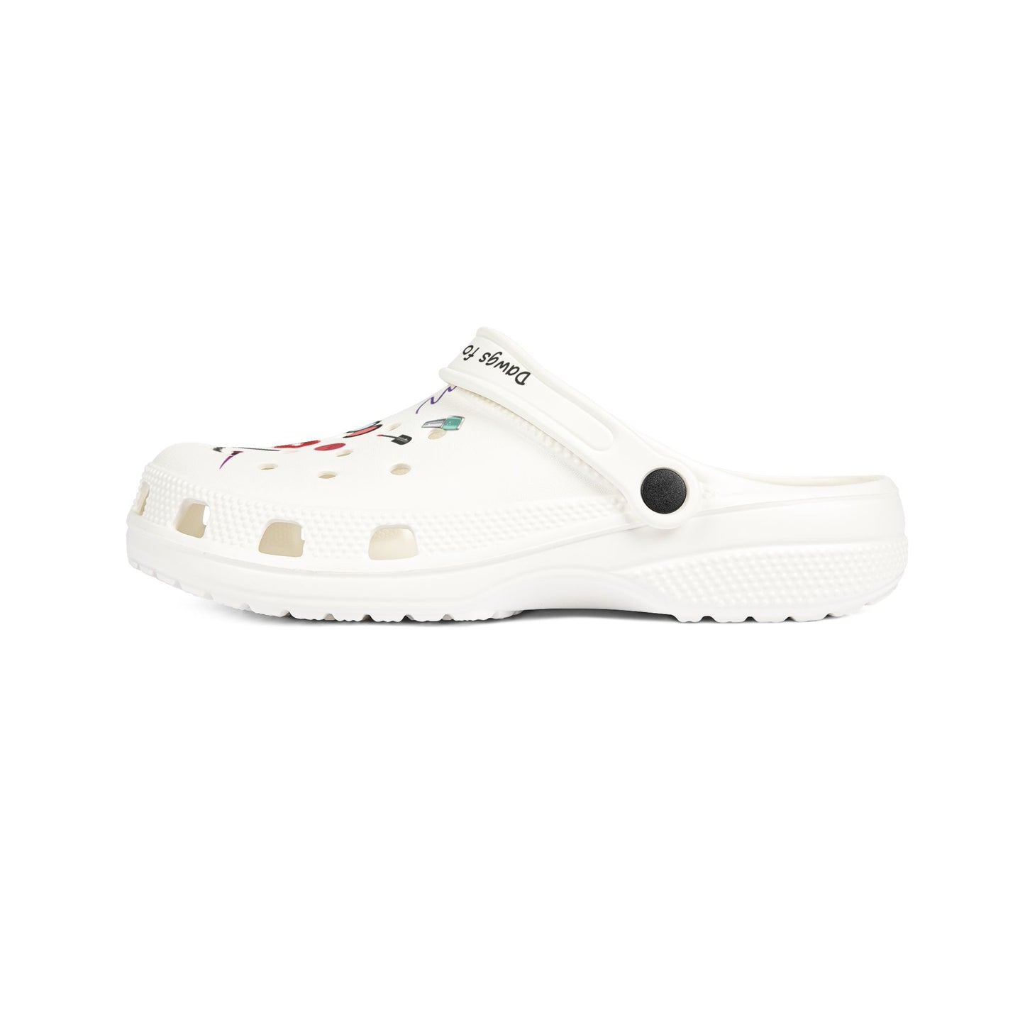white cute clogs for women with ventilation holes and adjustable back strap