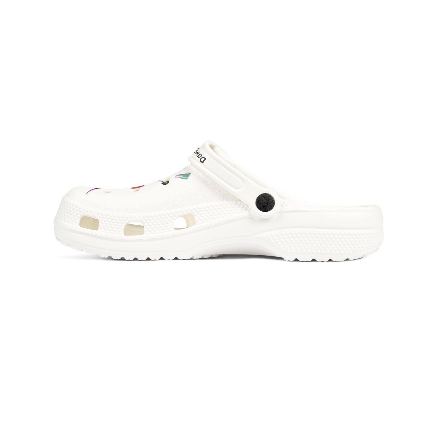 White cute clogs for women with ventilation holes and adjustable strap
