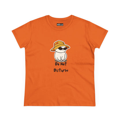 Orange Printify do not disturb graphic tee women with cute cat wearing sunglasses and hat