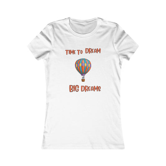 White dream big t-shirt with colorful hot air balloon and motivational text design