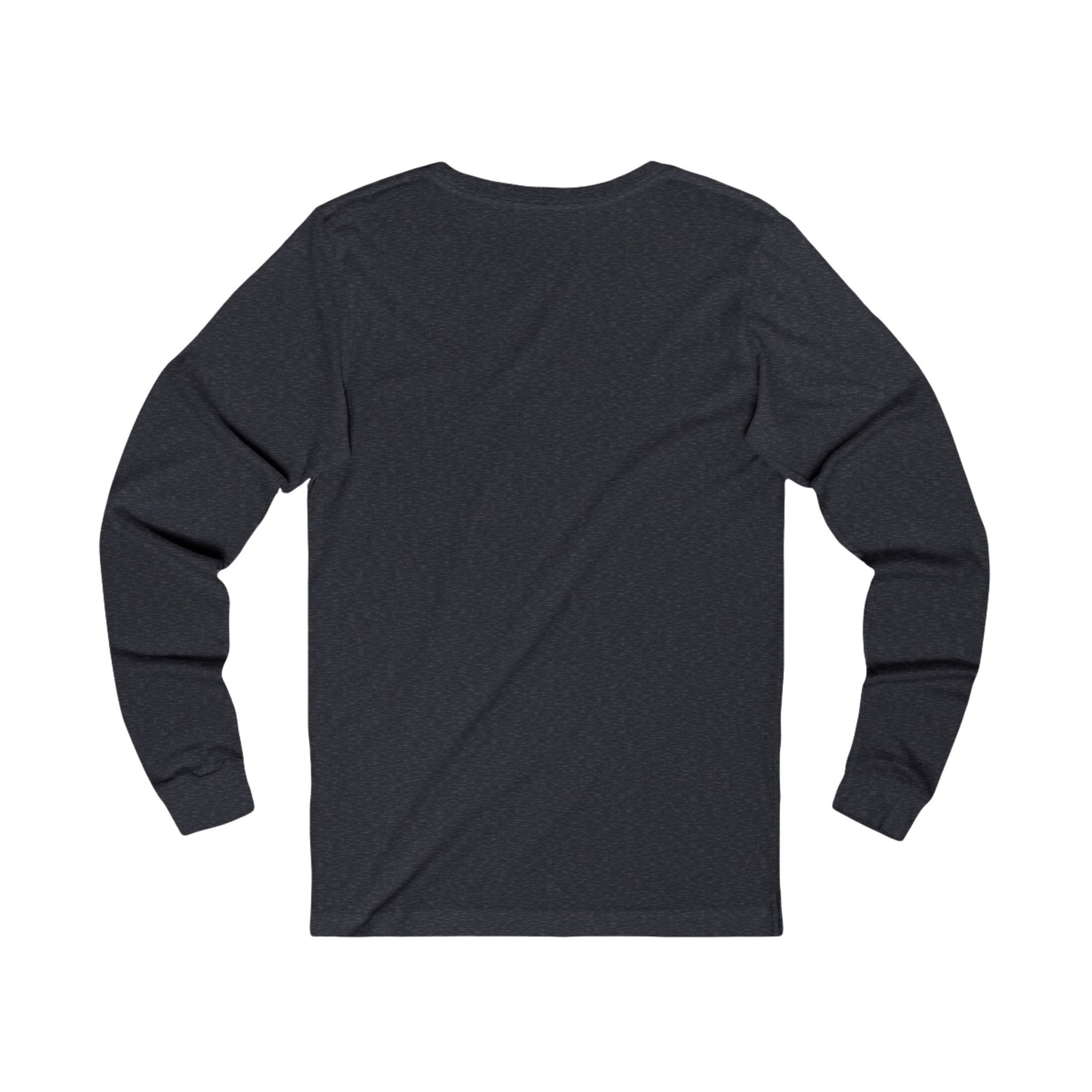 Black long sleeve shirt from Printify shown from back featuring the fetch later tee design