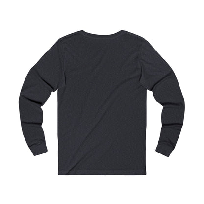 Black long sleeve shirt from Printify shown from back featuring the fetch later tee design