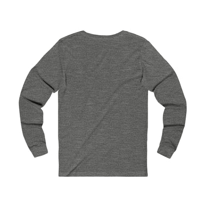 Printify grey long sleeve shirt shown from the back with plain design fetch later tee