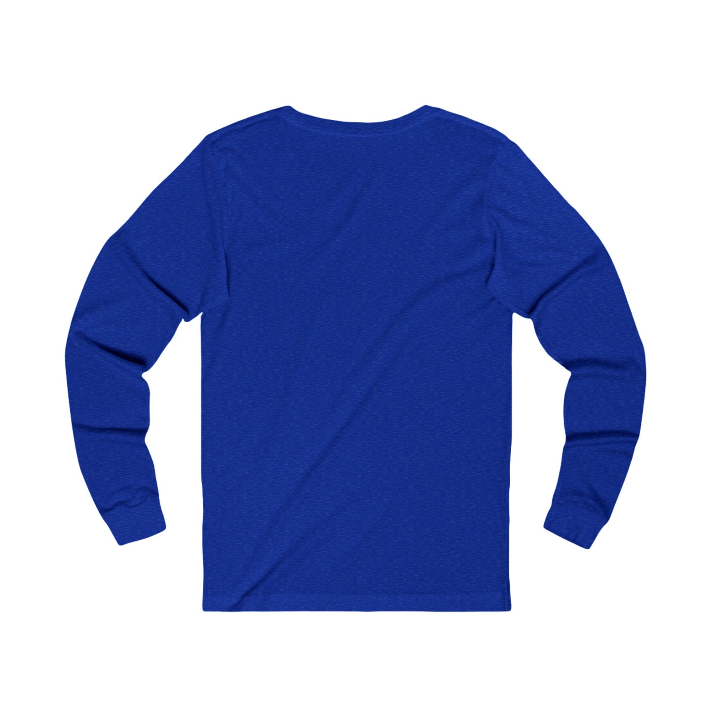 Blue long-sleeve shirt by Printify shown from the back perfect for casual wear fetch later tee