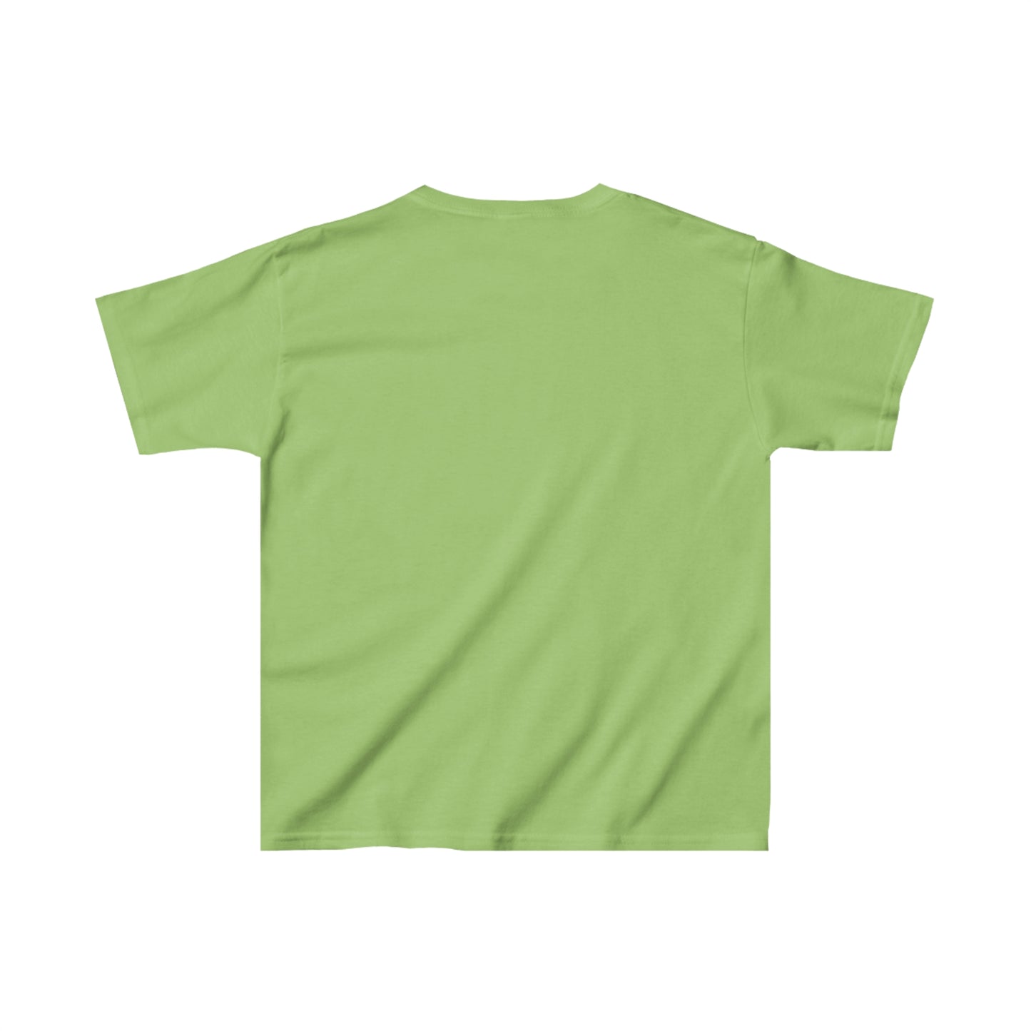 Plain green friends kids shirt from Printify, showing the back view of short sleeve kids clothing