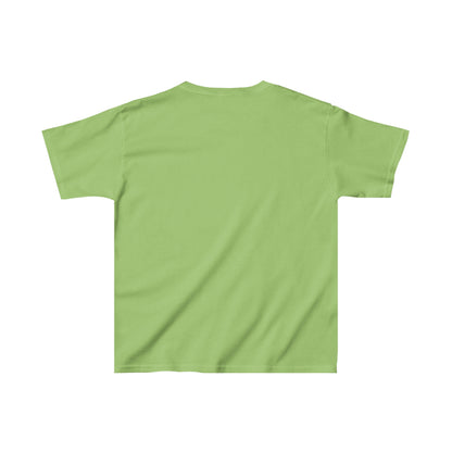 Plain green friends kids shirt from Printify, showing the back view of short sleeve kids clothing