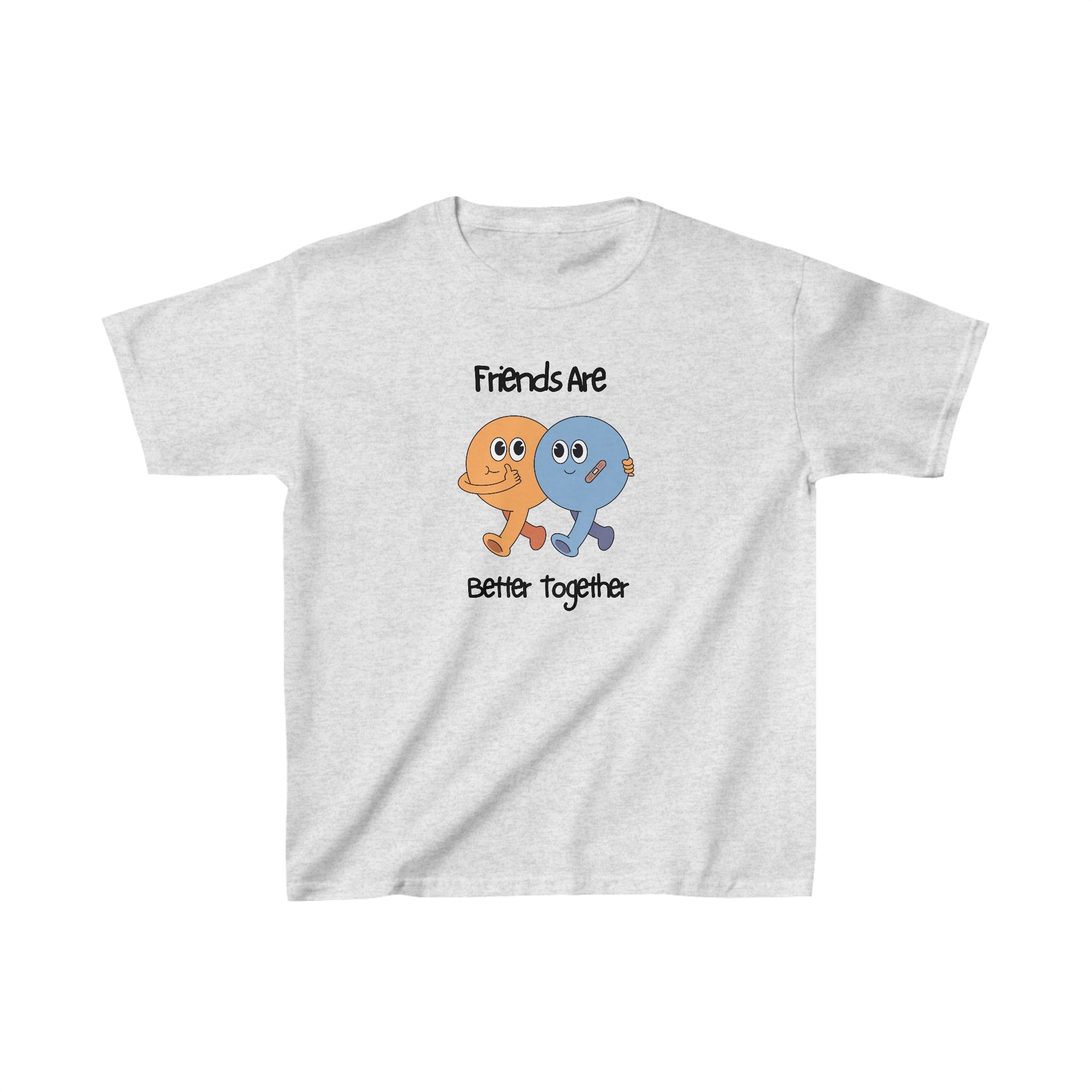 Printify friends kids shirt with cartoon characters and Friends Are Better Together text on white tee