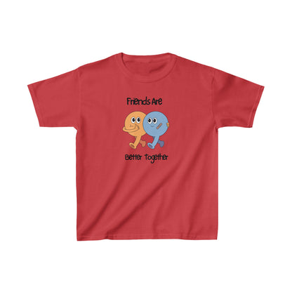 Red friends kids shirt with cartoon characters and Friends Are Better Together text