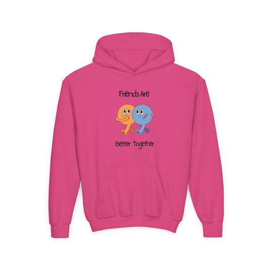 Pink kids friendship animal hoodie with cartoon characters and Friends Are Better Together text
