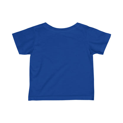 Blue kids shirt made by Printify perfect as a funny baby shirt for toddlers and infants