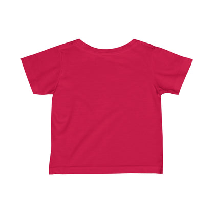 Red funny baby shirt from Printify made of soft cotton fabric for comfortable kids clothes