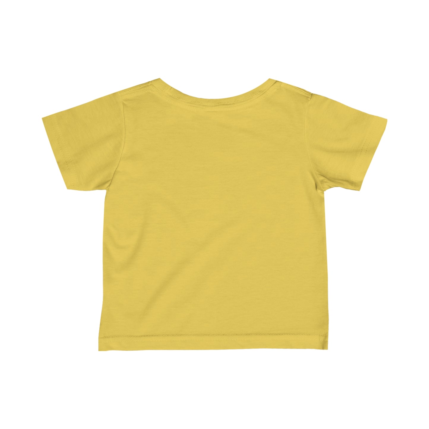 Yellow kids t-shirt made by Printify shown from back, perfect funny baby shirt for casual wear