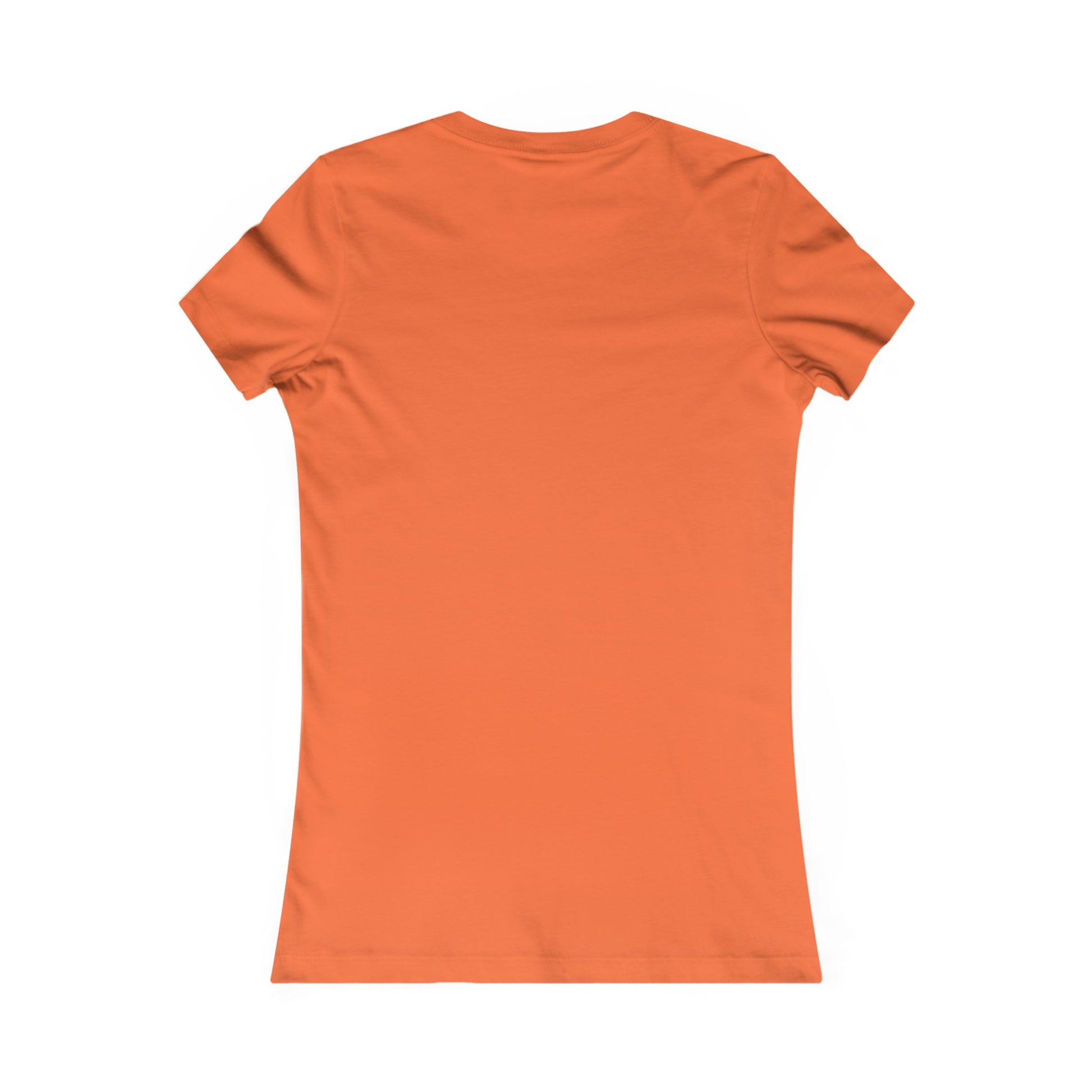 Orange women's t-shirt back view by Printify, perfect funny dog graphic tee for women