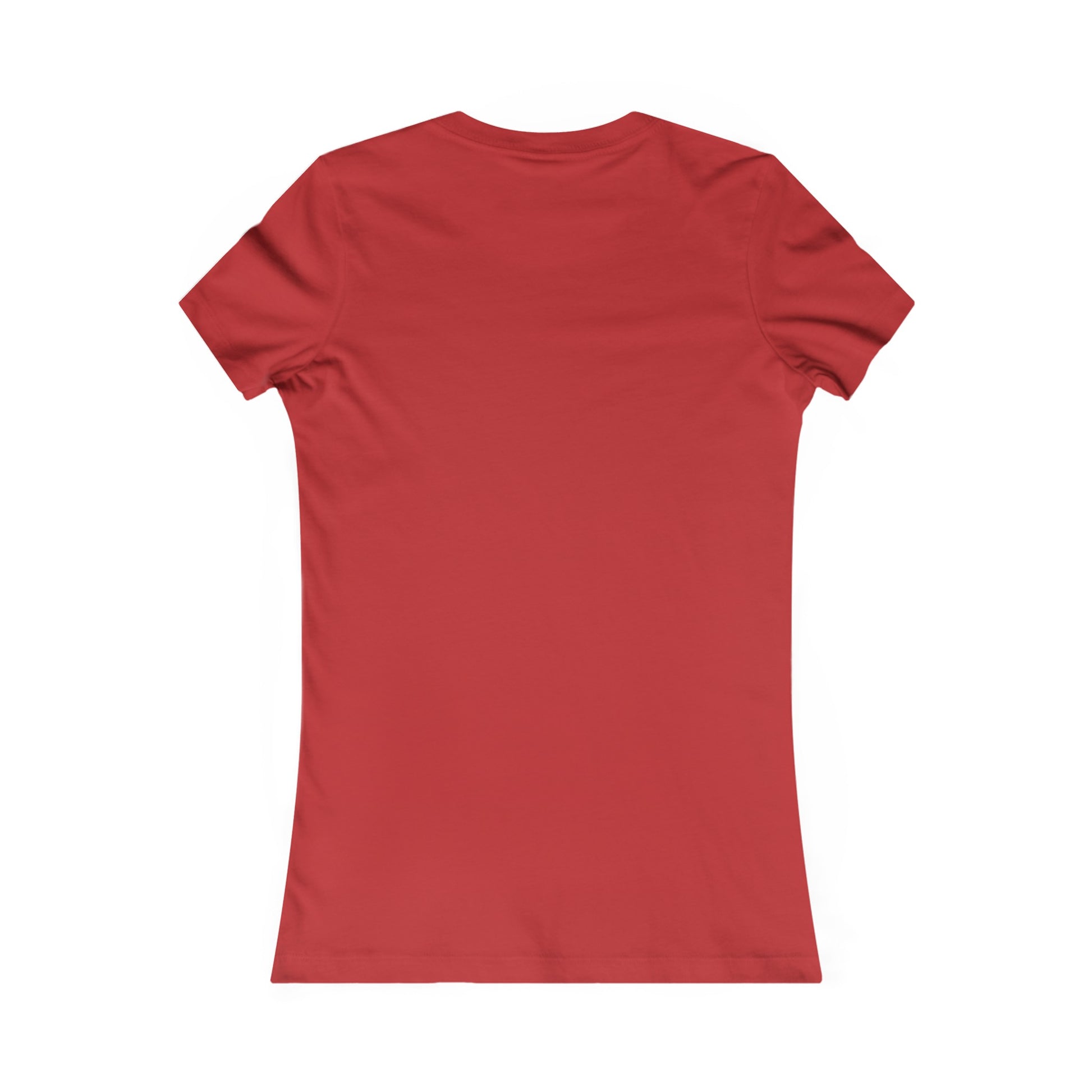 Red plain back view of Printify funny dog graphic tee for women in comfortable fitted style