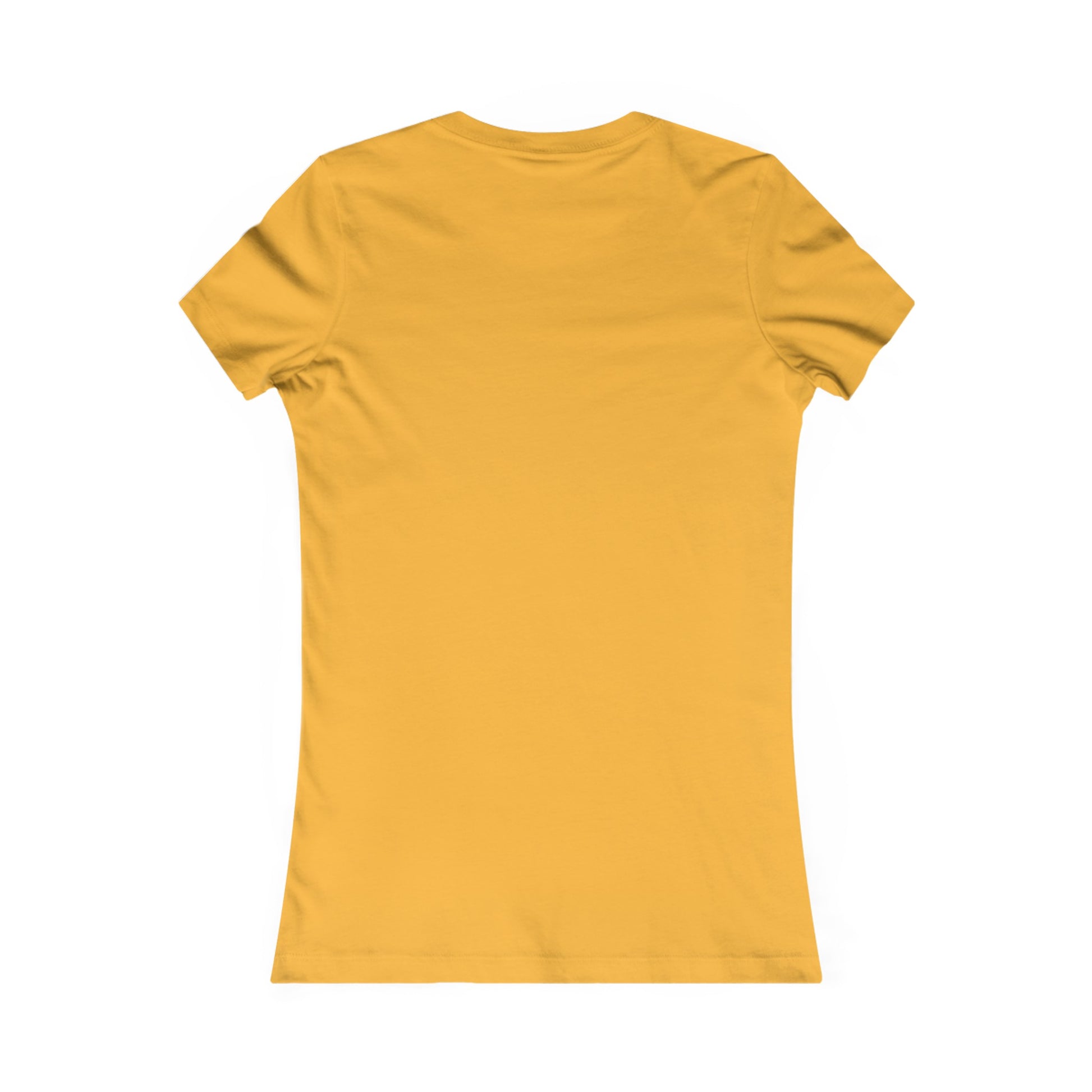 Back view of yellow Printify t-shirt without print showing plain fabric and short sleeves for women