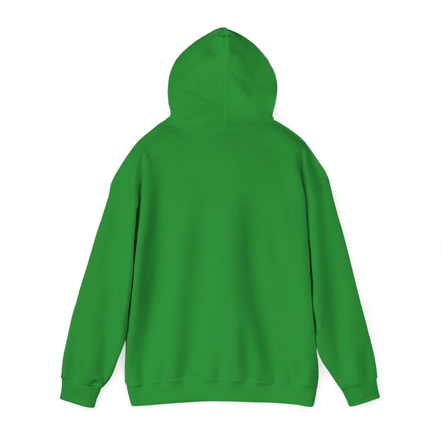Green hoodie from Printify shown from back for funny penguin hoodie design