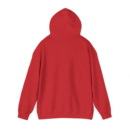 Red hoodie back view from Printify, plain design for funny penguin hoodie customization