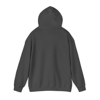 Back view of a plain dark gray funny sheep hoodie by Printify with a hood and long sleeves