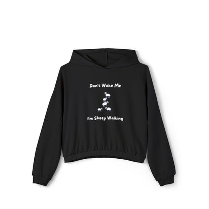 Black funny sheep hoodie for women with cute sheep graphic and humorous text from Printify