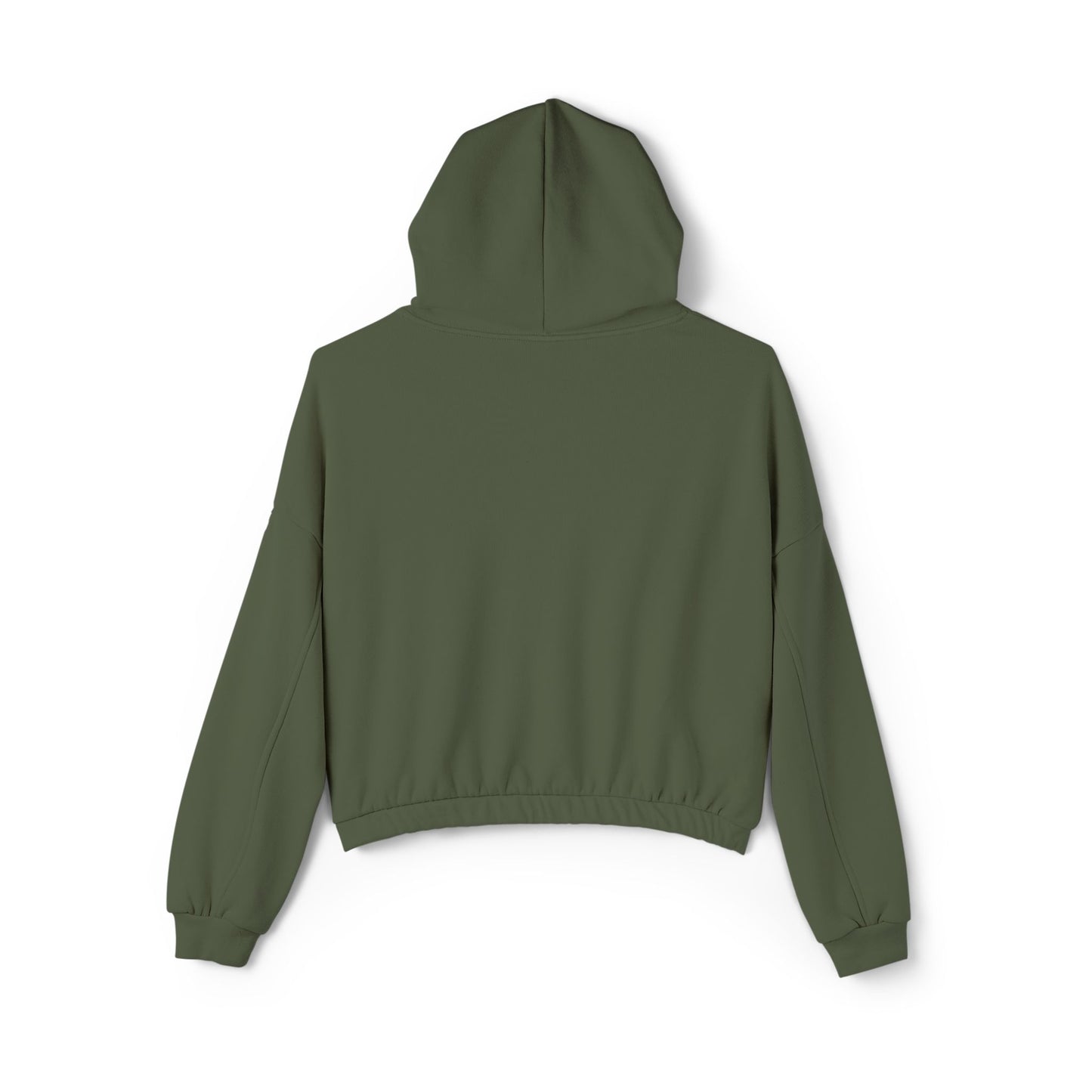 Olive green funny sheep hoodie for women from Printify with long sleeves and hood back view